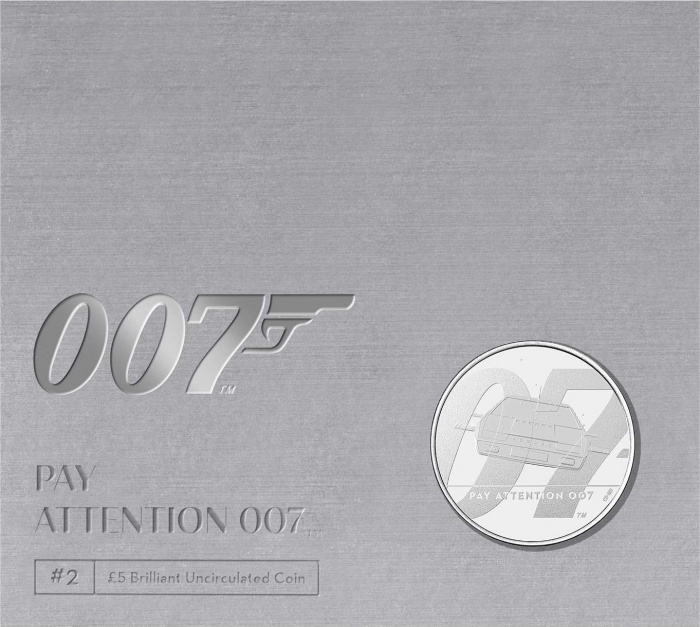 (2020) Монета Великобритания 2020 год 5 фунтов &quot;Джеймс Бонд Агент 007 Обратите внимание&quot;  Медь-Никел
